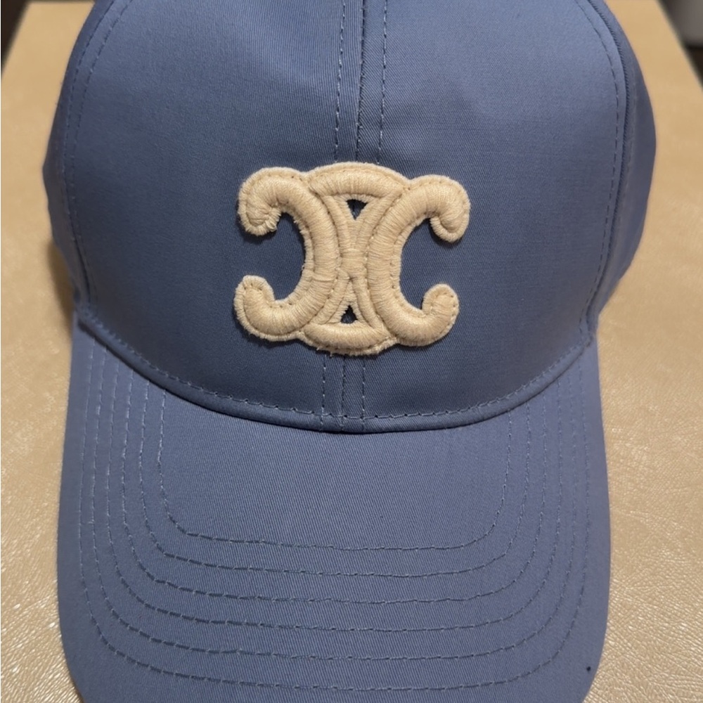 Celine Sky Blue Cap with White Accents